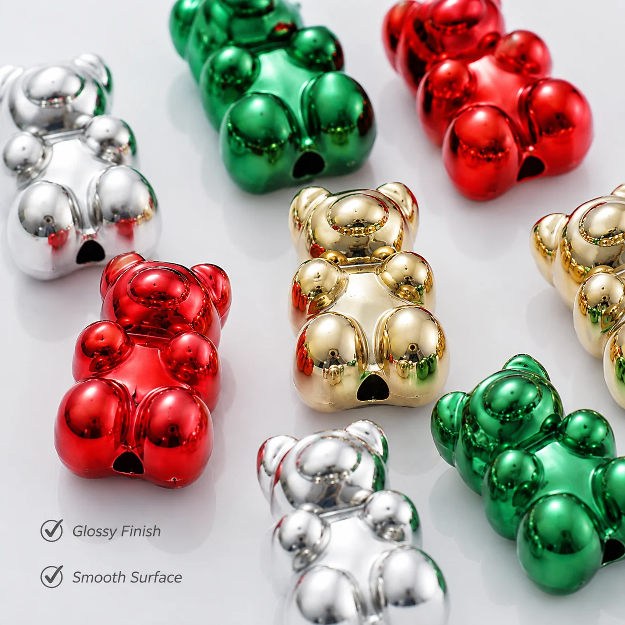 10/30 Stück 11x18mm glänzende UV-beschichtete Acryl-Gummibärchen-Perlen in Weihnachtsfarben, lose Abstandsperlen für DIY-Schmuckherstellungszubehör – Detail 6