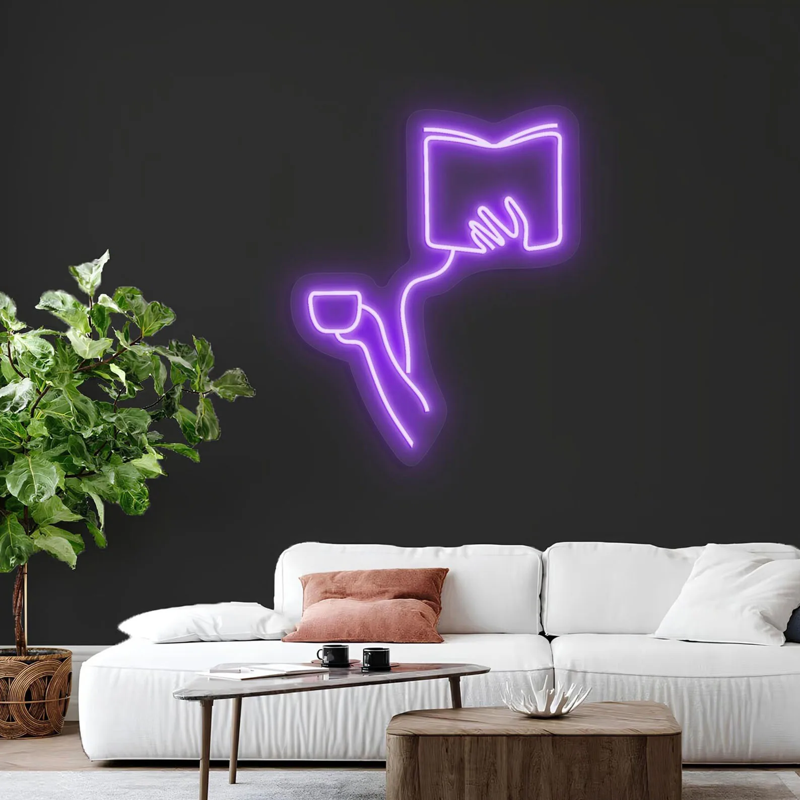 Book Cafe Neon Sign,Reading Neon Sign With Coffee Cup,Reading Nook,Cafe,Living Room,Home Library,Bookstore Decor,Book Lover Gift
