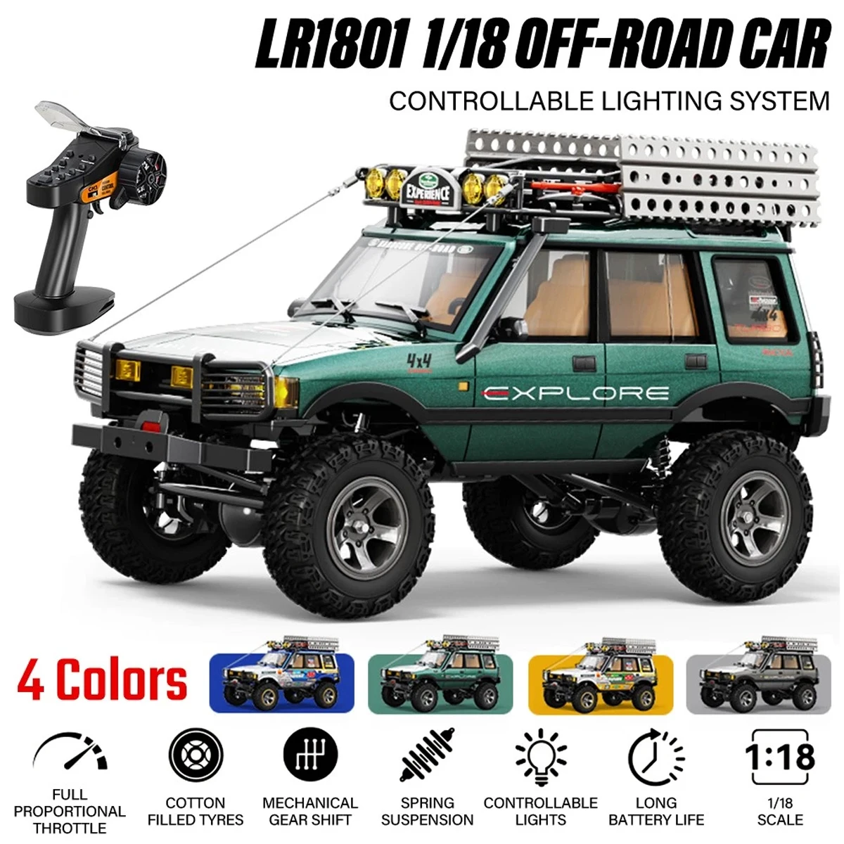 JXC LR1801 1/18 RC Car 4WD Full Proportion Dual Speed Simulation Climbing Off-road Model Toy for Adults Gift