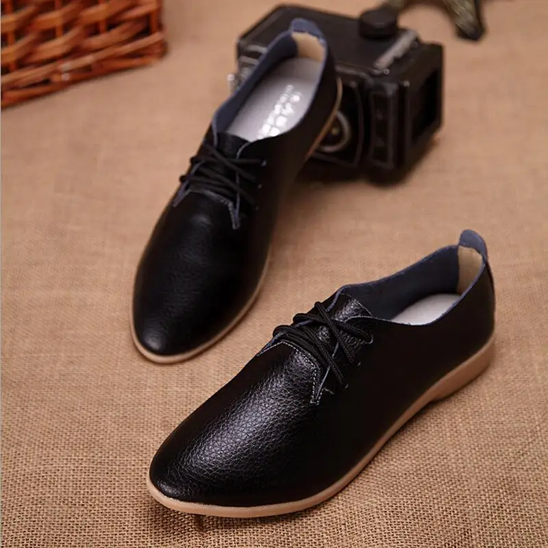 Flat Dance Shoes Women\'s Cowhide Casual Shoes Genuine Leather Dance Shoes Female Single Shoes Fashion