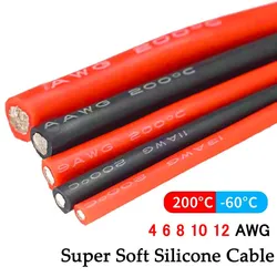 Cable de alimentación de silicona de 4, 6, 8, 10 y 12 AWG, Cable eléctrico de cobre resistente al calor para batería, inversor, Motor, foco