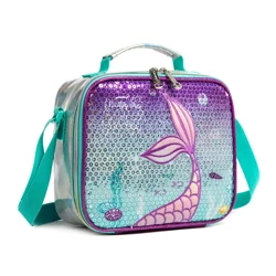 Gsequins-Bolsa de almuerzo de lentejuelas de sirena para niñas, fiambrera con aislamiento para niños, Picnic, viaje, desayuno, comida, escuela, bolsa de mano