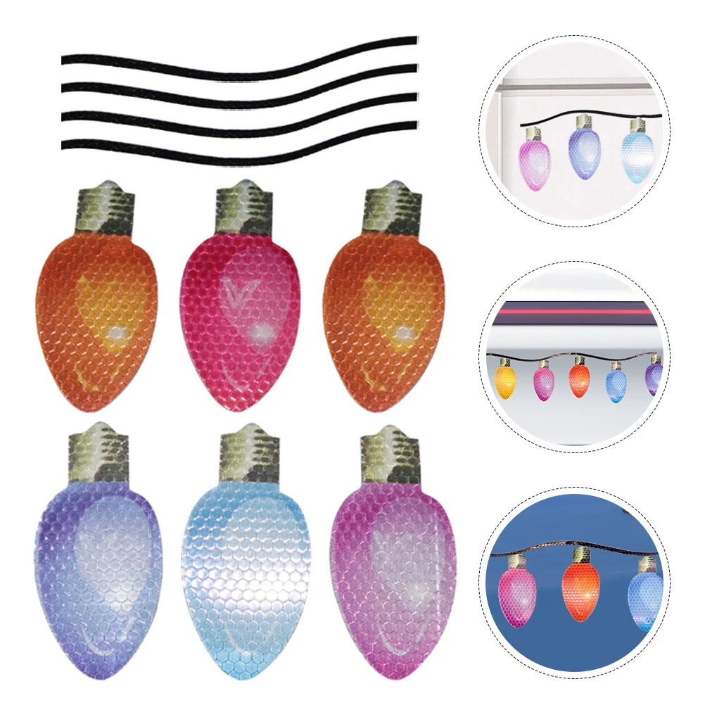 

1Set Reflective Christmas Bulb Magnets for Car Auto Decoration Magnetic Sticker Refrigerator Garage Door Holiday Lights Decor