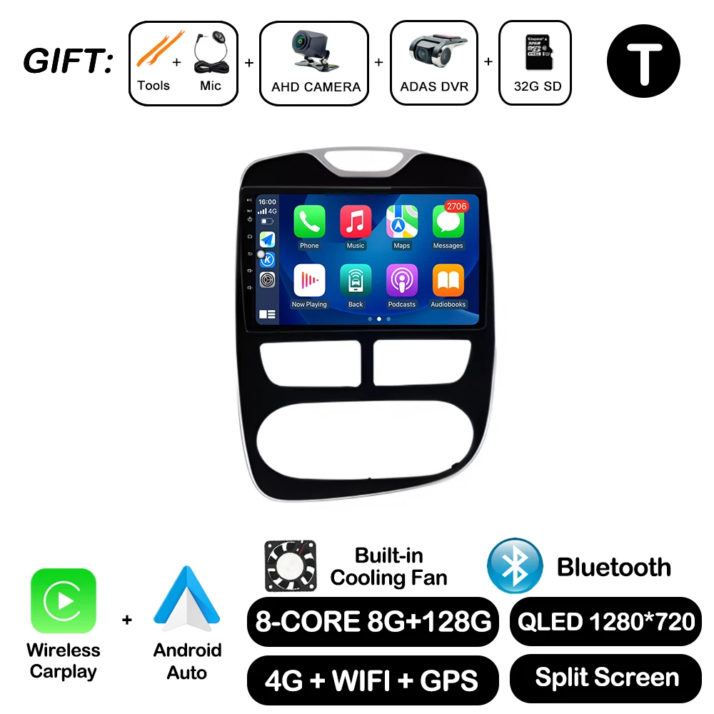 10 ''Voor Renault Clio 4 2012-2016 Carplay Autoradio Multimedia Video Player Android Auto 4G WIFI GPS navigatie DSP stereo BT