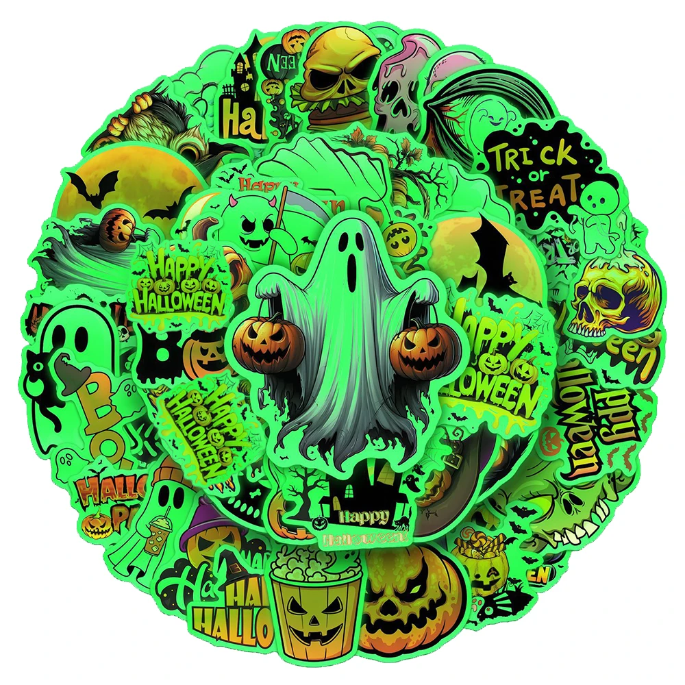 10/30/50pcs Luminoso Ognissanti Del Fumetto Adesivi Gotico Fantasma Zucca Decalcomanie per la Cancelleria Valigia Del Telefono FAI DA TE Fresco adesivo Decor