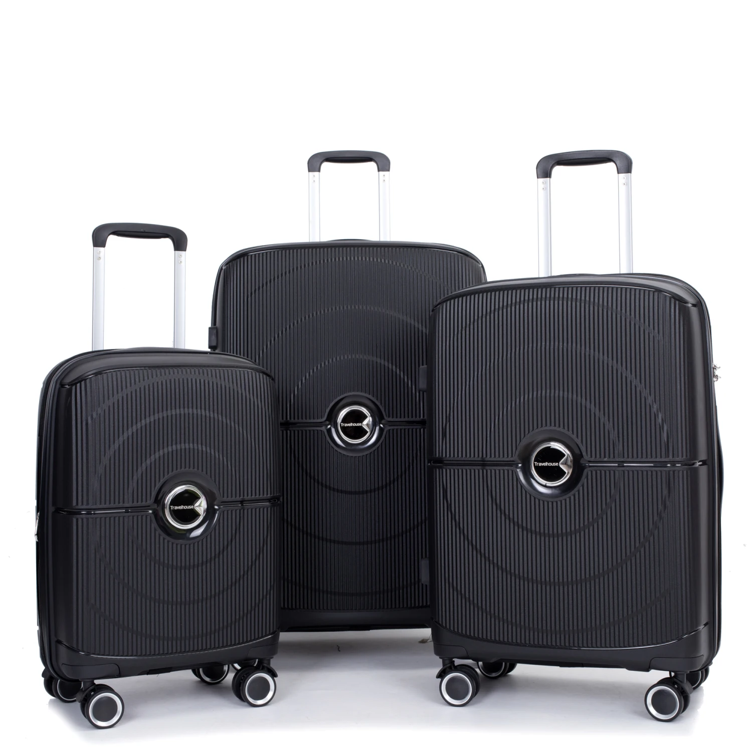 Expandable Hardshell Suitcase Double Spinner Wheels Lightweight Durable Set with TSA Lock, 3-Piece (20/24/28) Black