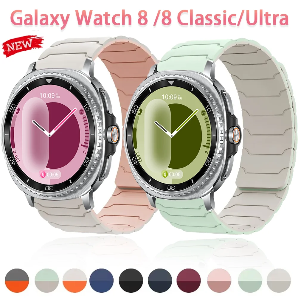 Sport-Silikonarmband für Samsung Galaxy Watch 8 40mm 44mm 8 Classic 46mm Magnetisches Armband Galaxy Watch Ultra 2025 47mm Correa