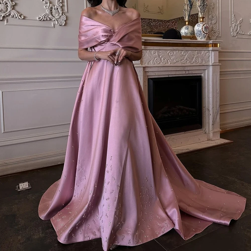 

Customized Mermaid Evening Dresses Floor-length Off The Shoulder Sleeveless Prom Gown Fashion Crystal Sequined Draped Party Gown