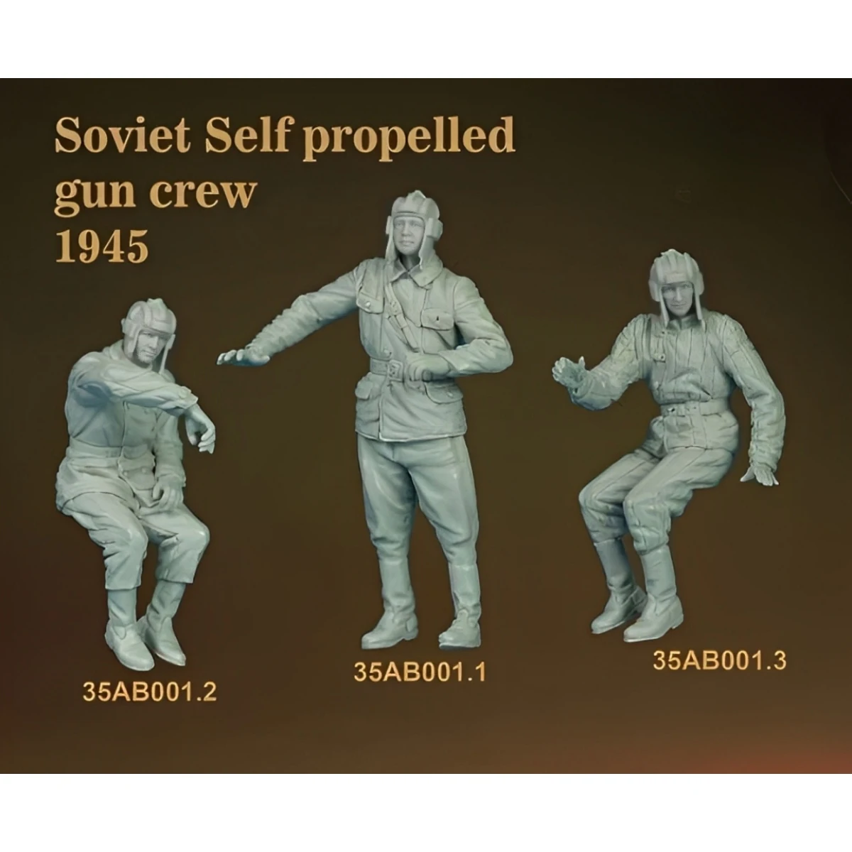 1/35 resin unpainted model kit, military theme, Soviet self-propelled artillery crew (3 people) Unassembled and unpainted GK