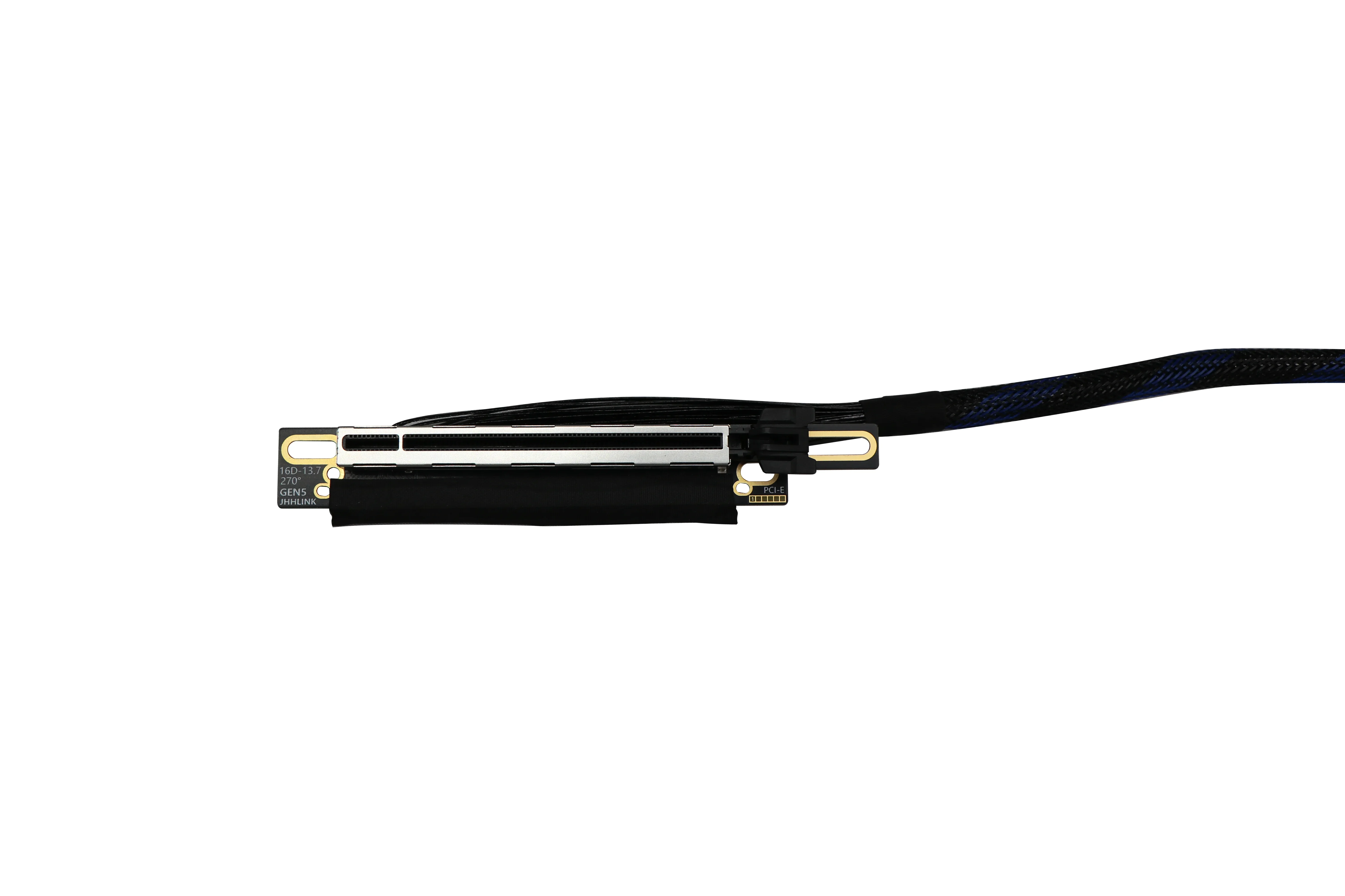 ترقية جديدة PCIe 5.0 X16 GPU خادم كابل محول PCI-E 5.0 Gen 5 64GB \ S سلك مطلي بالفضة 270 درجة الزاوية اليمنى كابل الناهض