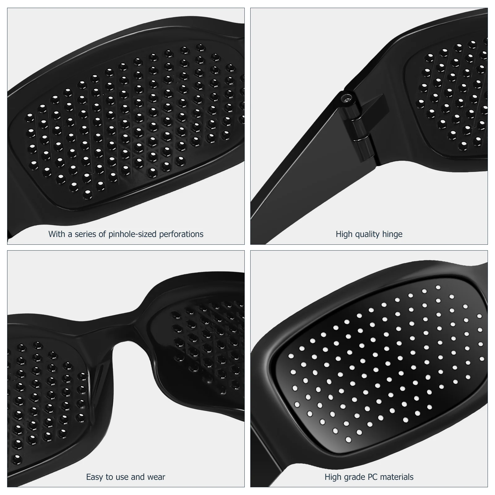 

2pcs Pinhole Glasses Durable Anti-Fatigue Improvement Portable Eyeglasses Full Frame Protection Eye Care Tool For Short