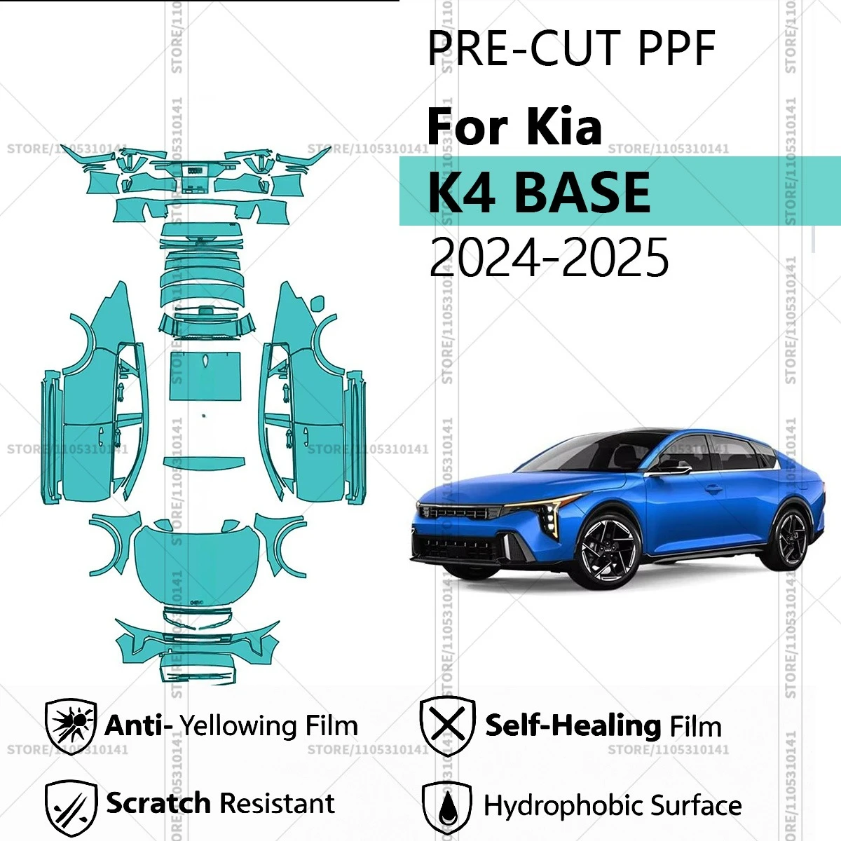 For Kia K4 BASE 2024-2025 Pre-Cut Paint Protection Film PPF Transparent Car Film Professional Automotive PPF Full Vehicle