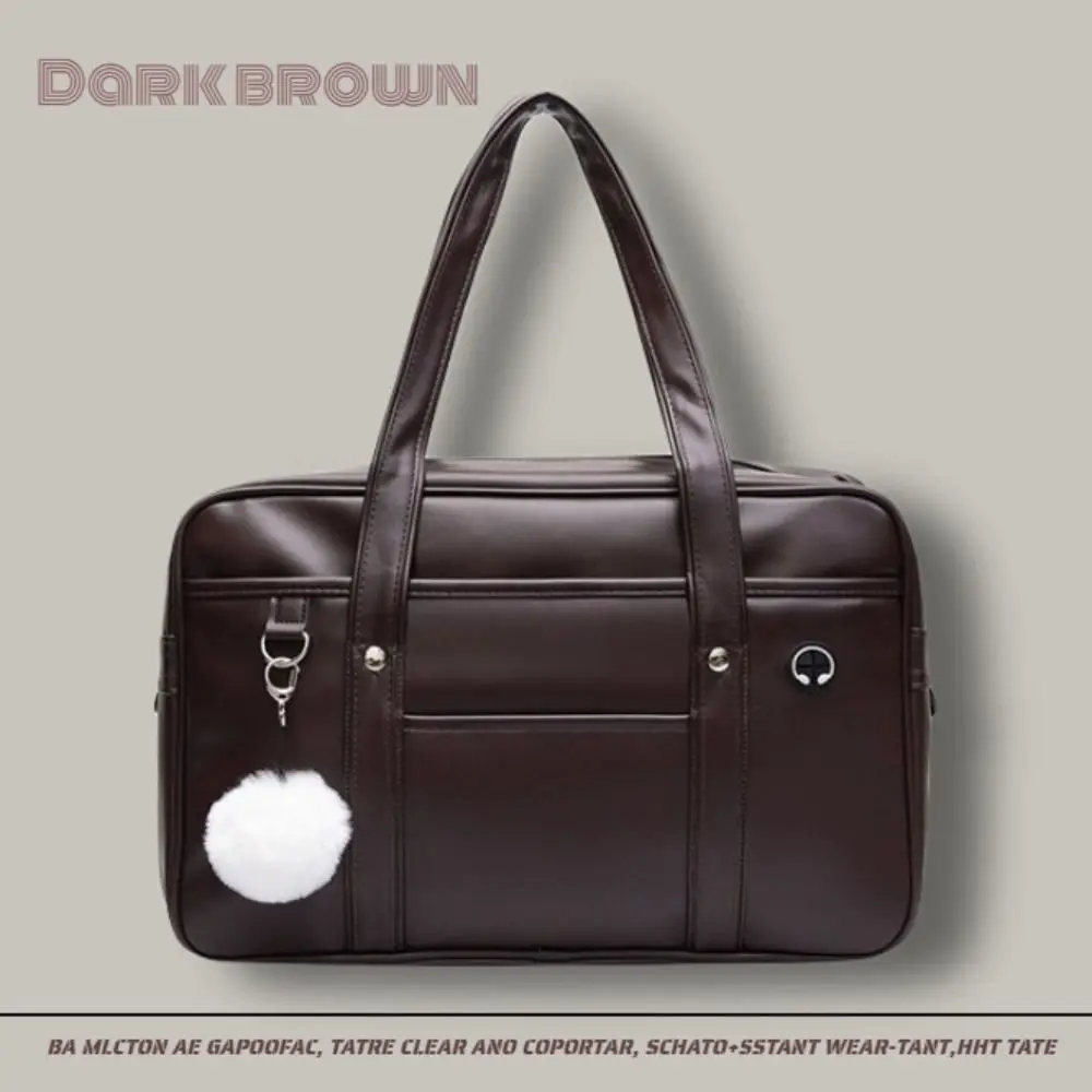 

PU Leather JK Uniform Bag Retro Handbag Korean Style PU Leather Itabag Junior High School Solid Color School Handbag