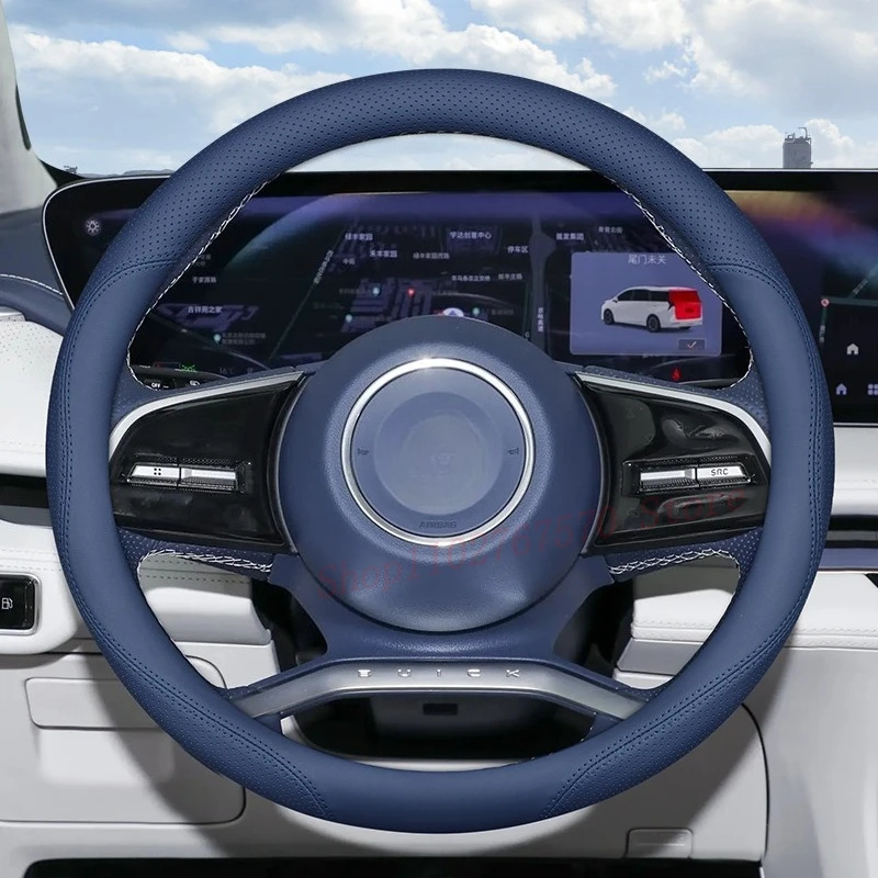

For Buick GL8 2015-2025 Nappa Leather Steering Wheel Cover Non-slip Durable Four Season Universal Car Interior Accessory
