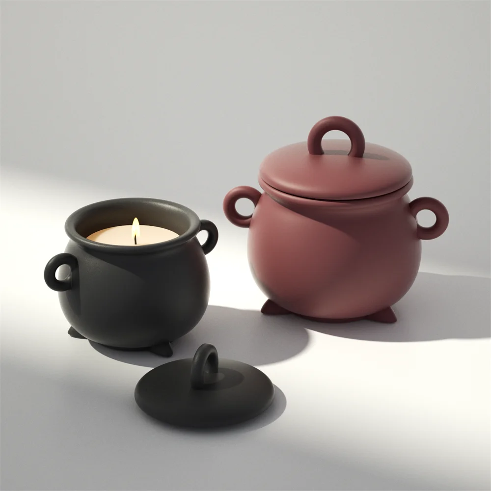 Nicole Witchling’s Cauldron Candle Jar Silicone Mold DIY Halloween Molds for Concrete Jesmonite DIY Halloween Gifts