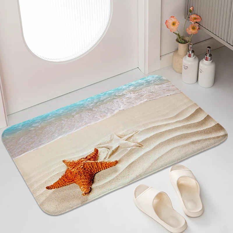 

Beach Waves Foot Mat Carpet for Bedroom Doormat Entrance Door Washable Non-slip Kitchen Bathroom Rug Room Decorating Items