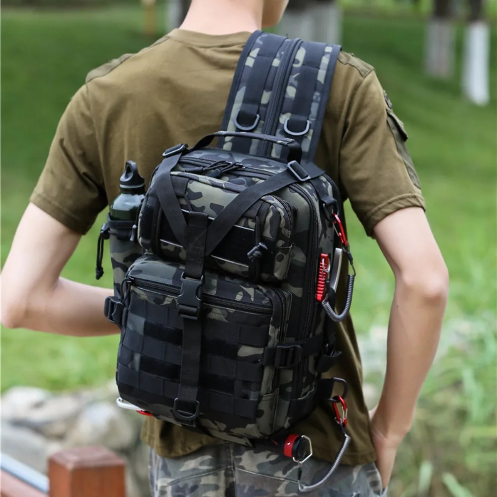 大容量タクティカルチェストパック多機能ルアーフィッシングアウトドア登山用調節可能なストラップ