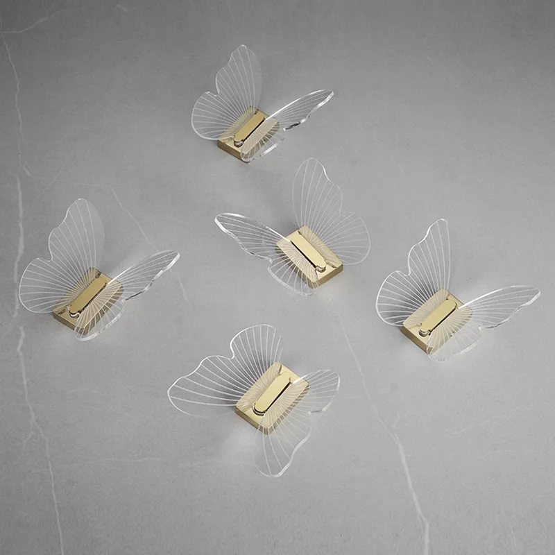 Transparent Acrylic Towel Hook Gold Butterfly Shape Wall Mounted Clothes Hooks Decorative Bathroom Robe Hook Hangers Keys Racks