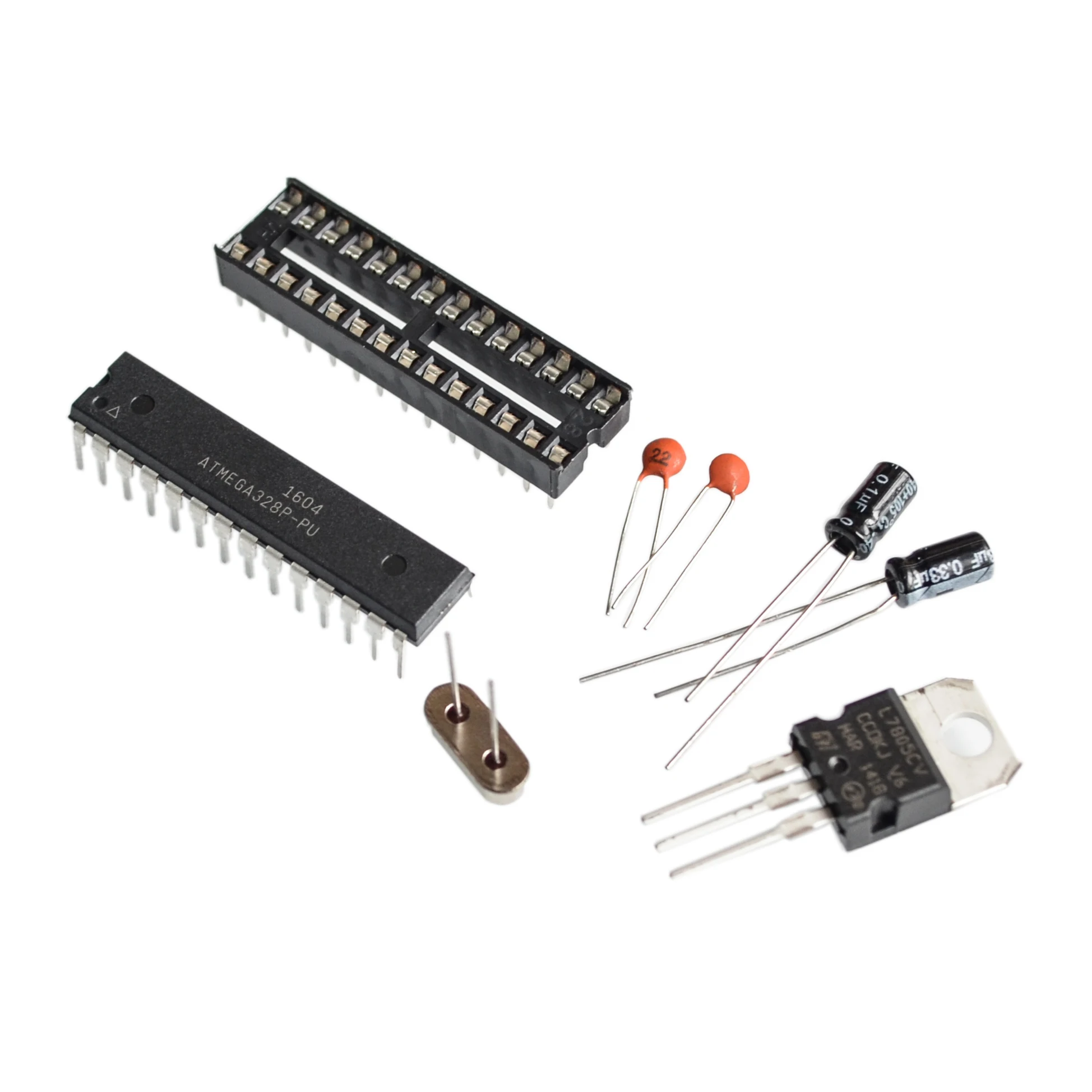 ATMEGA328P-PU without for arduino BOOTLOADER + DIP Socket & 16MHz crystal Kit