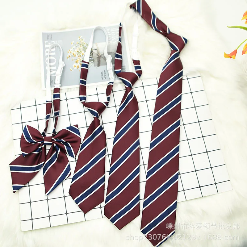 

Japanese JK Tie Female Clothes Accessories Decorate Student Uniform Bow Tie Hand College Style Red Striped Ties for Girls