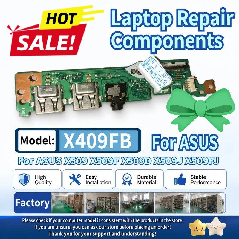95% New Laptop USB Audio Jack Board For ASUS X509 X509F X509D X509J X509FJ X509JA F509M A409F Y5200F Y5200D FL8700F FL8700D