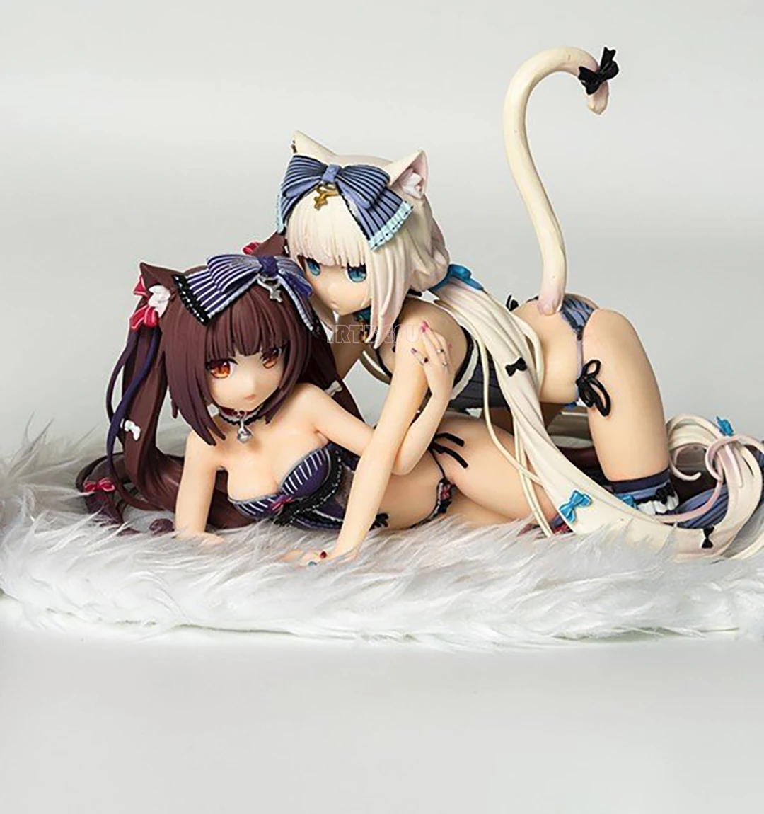 L23cm Nekopara Chocola vanilla Swimming Ver Complete Figure Anime Figure PVC Game Action Figure Toy Game Collectible Model Doll