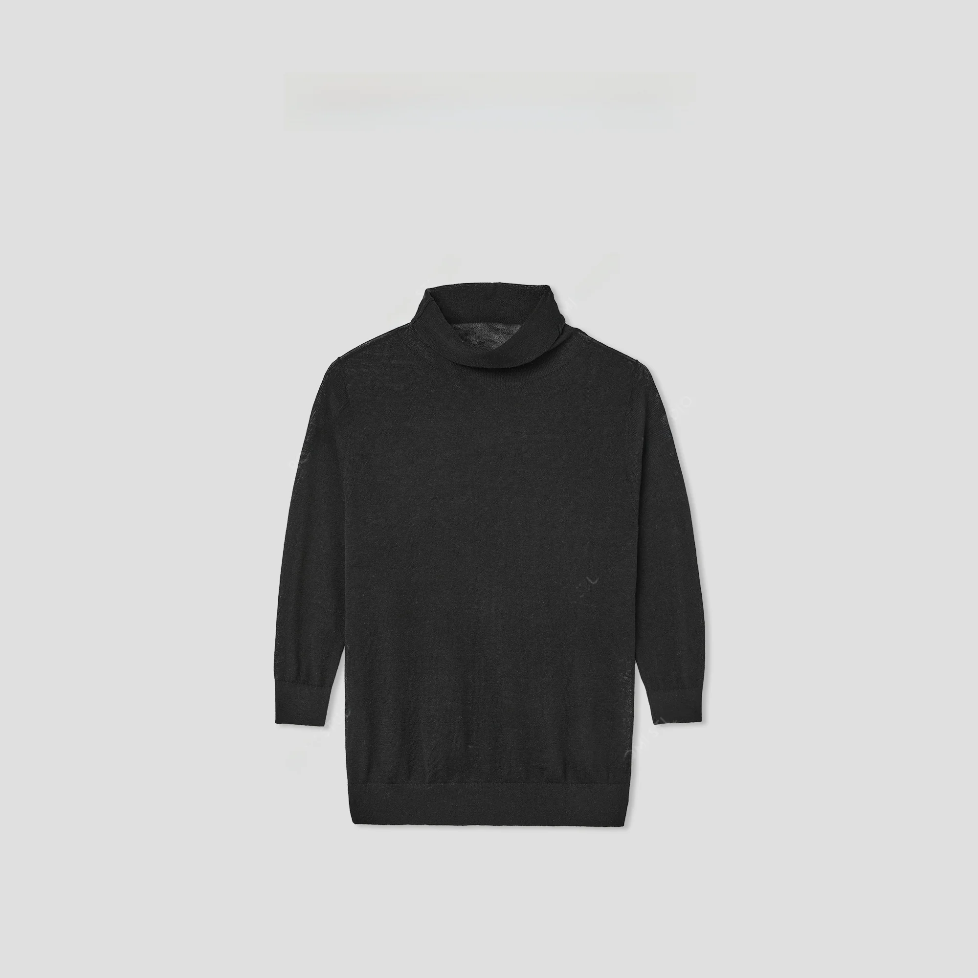 

Ele High Collar Seven Sve Knitwear Mixed Flax Silk Casual Sle Regular Fit Warmth for Women Autumn Season