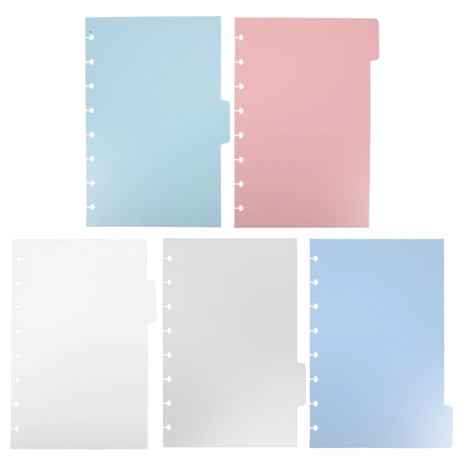 

5 Pcs 5.5X8.5 Inch Plastic Binder Tabs Dividers Colored Notebook Index Pages Classification Categories Office Supplies