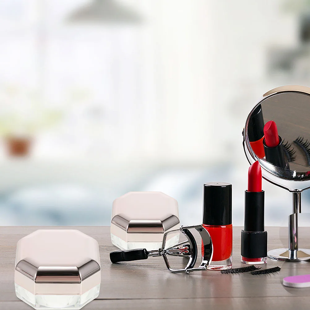 

Refillable Empty Octagonal Loose Powder Box Makeup Container ABS PP Compact Travel Size Pink Reusable Case for Skin
