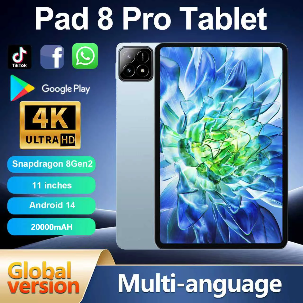 Nouveau Original MI Pad 8S Pro tablette 11 pouces Snapdrago 8gen2 HD 4K Android 14 16GB + 1T 12000mAh 5G double SIM WiFi GPS tablette PC