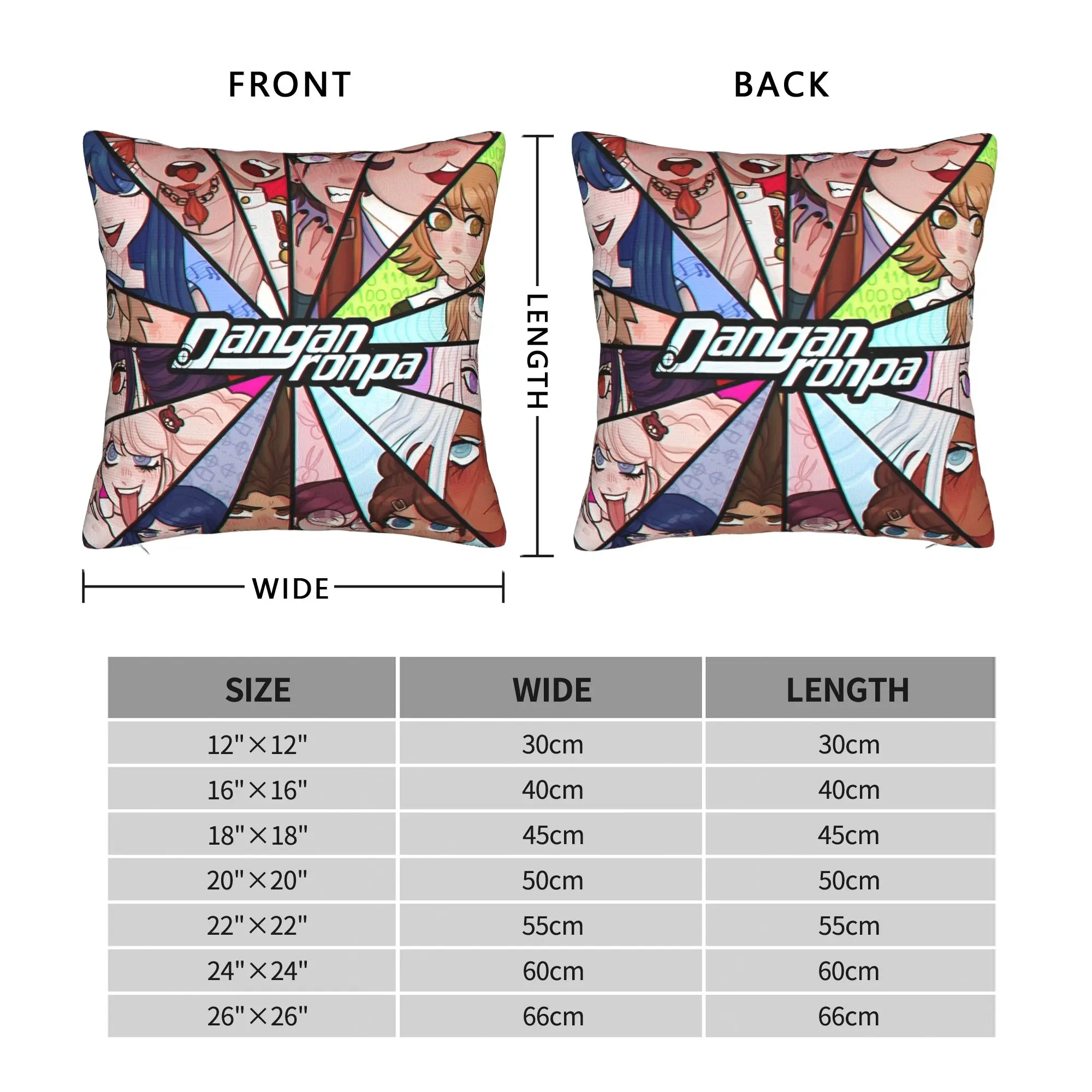 Danganronpa انمي ياباني سادات اكسسوارات غطاء وسادة مطبوعة الديكور رمي كيس وسادة غطاء المنزل متعدد الحجم