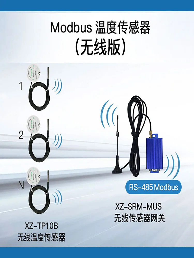 Wireless temperature sensor gateway receives host RS485 interface