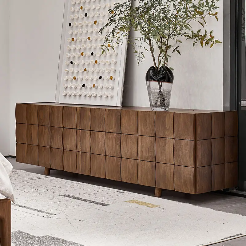 

North American black walnut TV cabinet Nordic light luxury living room TV cabinet designer bedroom bread locker