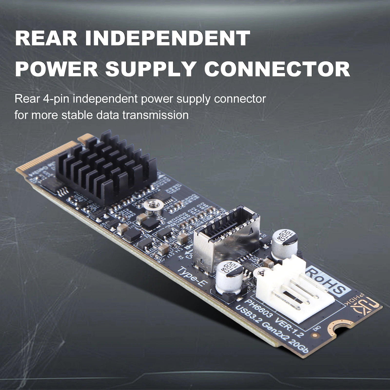 

M2 PCIE NVME To TYPE E Expansion Card Riser ASM3242 Chipset M2 M Key PCIe To USB3.2 Front Panel Expansion Card for PC