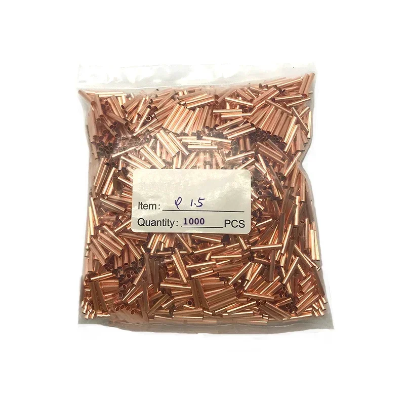 1000Pcs Copper Tube Terminal Cable Lug Crimp Connection Set Red Copper Small Tube Electrical Wire Connector Kit Pipe Wire Joint