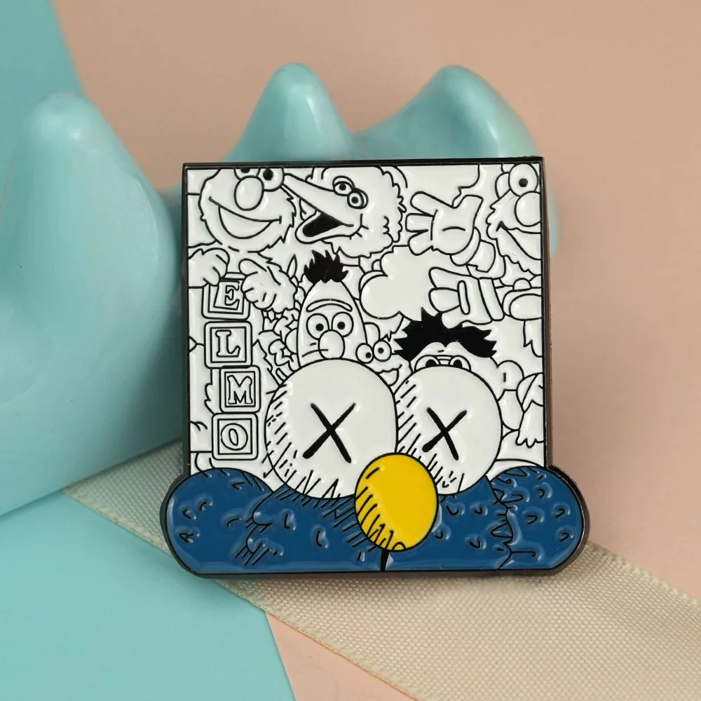 1pc Cartoon Puppe Avatar Abzeichen Nette Blaue Puppe Brosche Graffiti Neuheit Kreative Brosche Zubehör