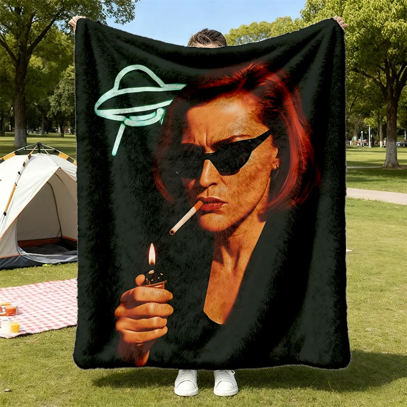 Smoking Dana Flannel Blanket, The X-Files Flannel Blanket, Dana Scully funny Flannel Blanket