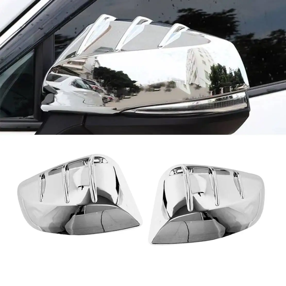 

1 пара левых и правых боковых чехлов на зеркала заднего вида, серебристые накладки из АБС-пластика, подходят для Toyota Sienna 2021 2022