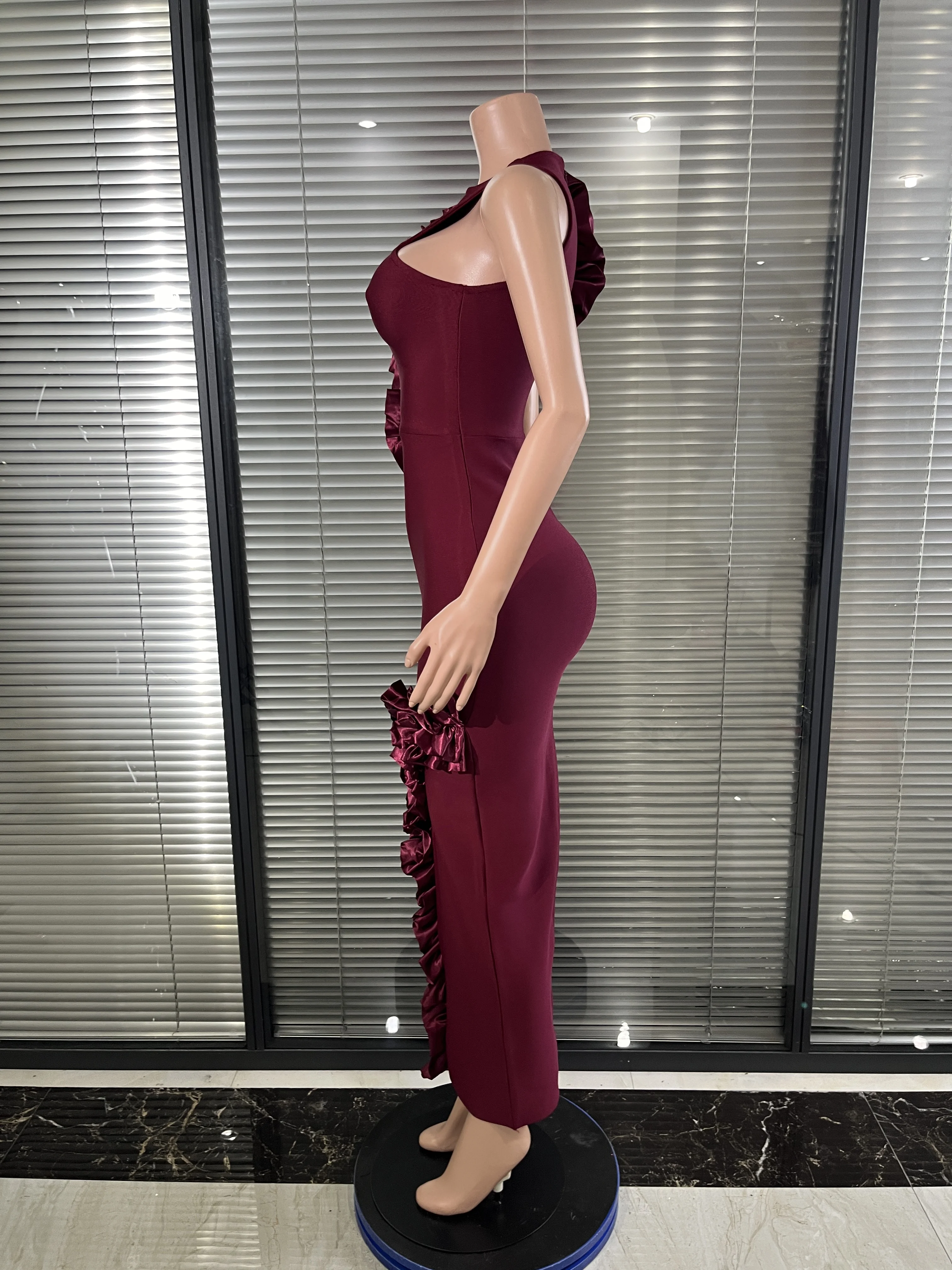 Elegant Sexy Cut Out Bodycon Flower Mini Dress Women Red Backless Dress Nightclub Celebrity Elegant Evening Party Birthday Dress