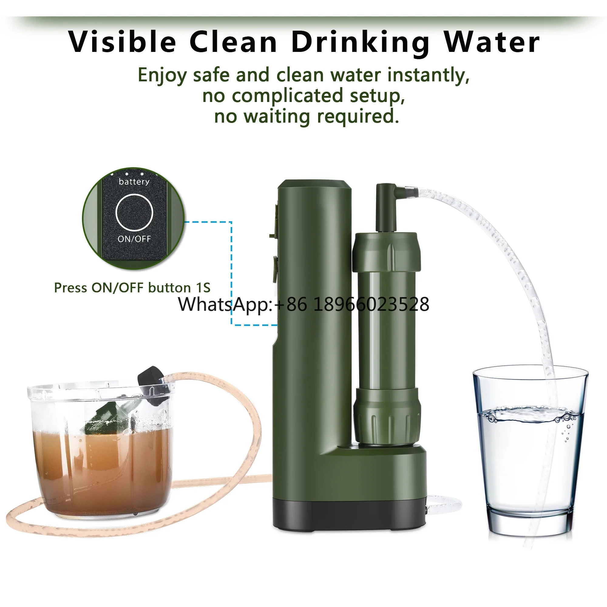 Survival Camping Hiking Emergency Personal Portable Outdoor Electric Water Purifier Filter Straw