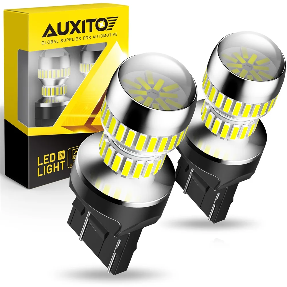 AUXITO 2 قطعة 7443 W21/5 واط T20 LED لمبة أضواء مع HD العارض عدسة 6000 كيلو أبيض أحمر أصفر العنبر 7440 للسيارة عكس الذيل مصباح