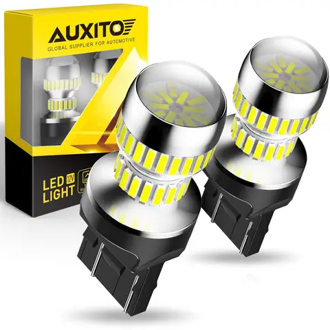 AUXITO 2Pcs 7443 W21/5W T20 LED Bulb Lights With HD Projector LENS 6000K White Red Yellow Amber 7440 For Car Reverse Tail Lamp