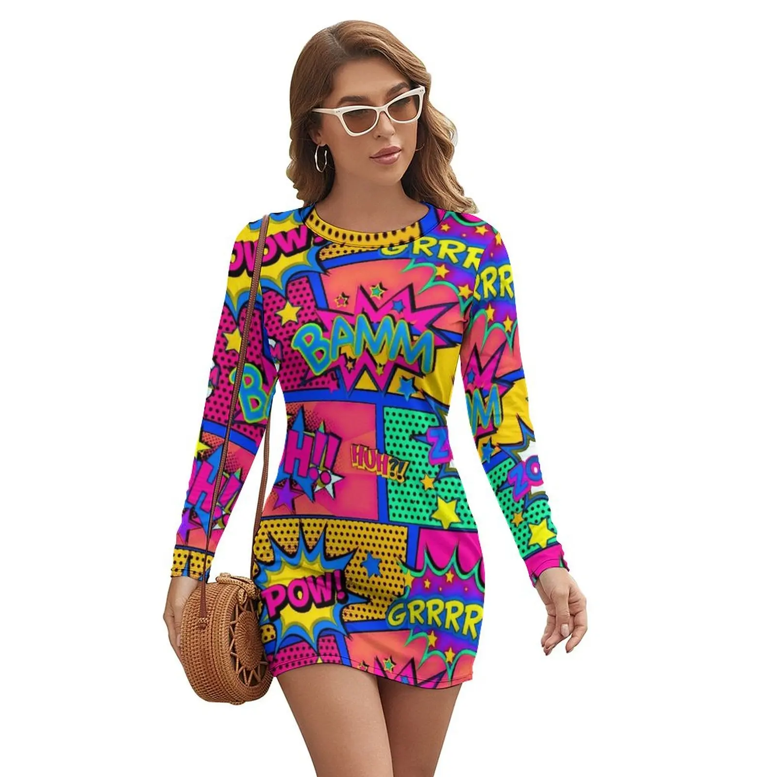 

Colorful Comic Book Panels Long-sleeved Dress clothes dresses ladies 2024 summer