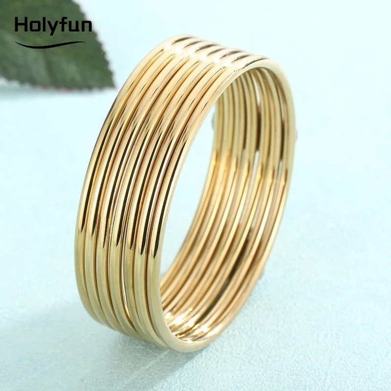 Fadeless Stainless Steel Bangle Bracelet For Women Non Fading Circular Minimalist Women\'s Hand Bracelets Woman Luxury Jewelry
