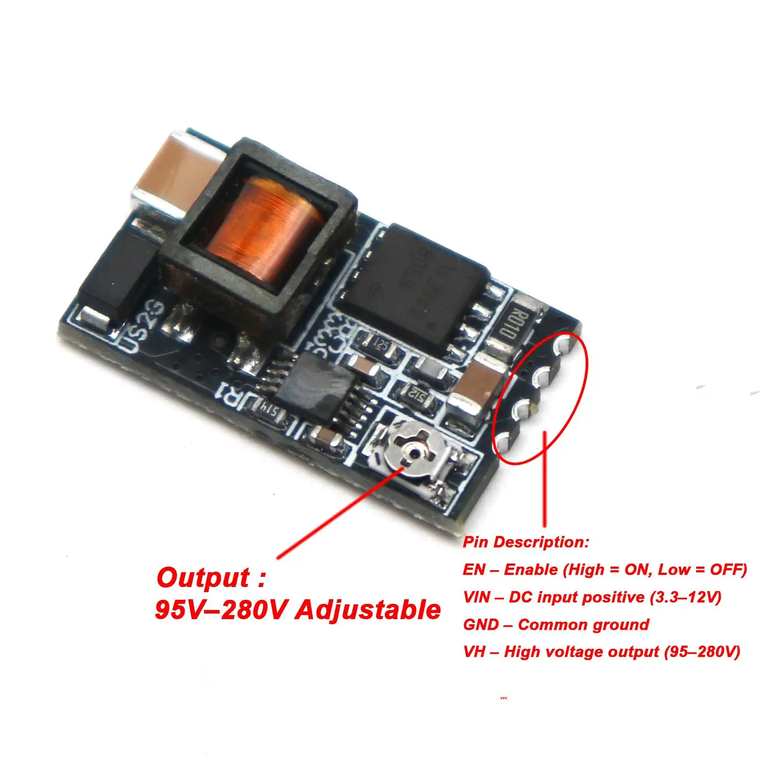 DYKB Nixie Tube Boost Converter DC3.3-12V To 95-280V High Voltage Adjustable Regulated For 160V 170V IN-12 IN-14 IN-18 IN-8 6E2