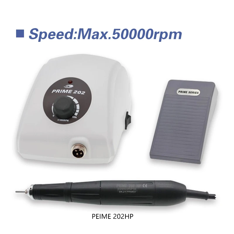 PRIME 202 Brushless Micromotor 50,000 RPM High Torque 4.8 N.cm 100W for Jewelry Nail Art Polishing Stepless Speed Control