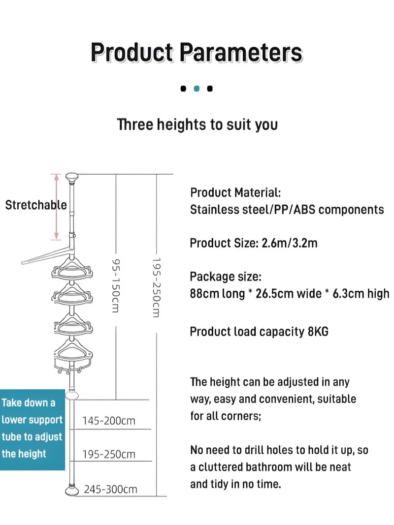 Bathroom storage rack corner rack bathroom tension rack steel bathroom storage rack corner rack bath rack shower corner rack