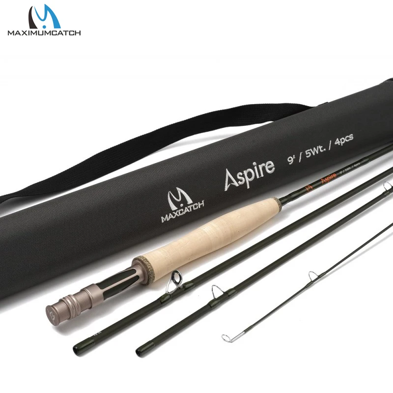 MAXIMUMCATCH 9ft 5-8WT Aspire Fast Action Fly Rod IM10 40T Carbon with Hard Tube Case All Purpose Fly Fishing Rod