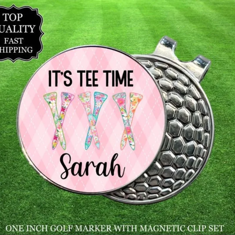 Personalized Tee Time , Golf Marker and Clip Set, Custom Golf Gifts For Her, Custom Golf Marker,  Accessory marker divot tool