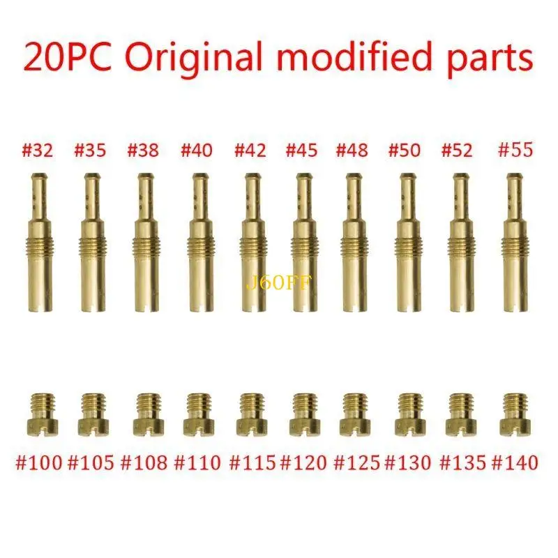 

J60F 20pcs Мотоциклетный двигатель карбюратор Mail Jets Mlow Jets Замена для GY6 CVK PWK PE
